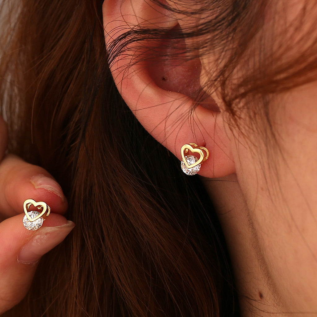 SE0278 S925Silver Design Earrings Simple Fashion Earrings Love Heart Studs