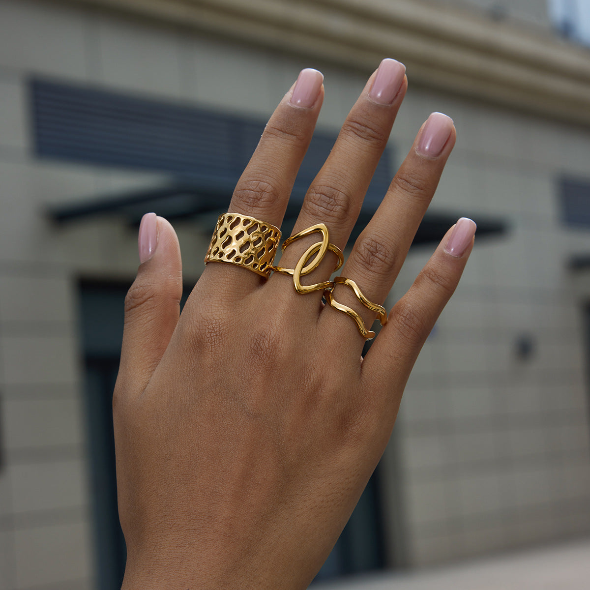 gold Stainless Steel Ring Jewelry for Women, Non-Fading ring