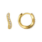 E0508 Fashionable Personality Trend Single Side Zirconia Hoop Earrings for Women Brass Gold Plated Design Sense Ear Cuff