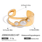 Natural Stone Hollow Open Bracelet for Women, Non-Fading Jewelry, Stainless Steel Ring Accessories