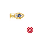 S925Sterling Silver Horse Eye Inlaid Diamond Crown Double-Sided Wearable Soft Bone Threaded Piercing Ear Bone Stud New Earrings for Women