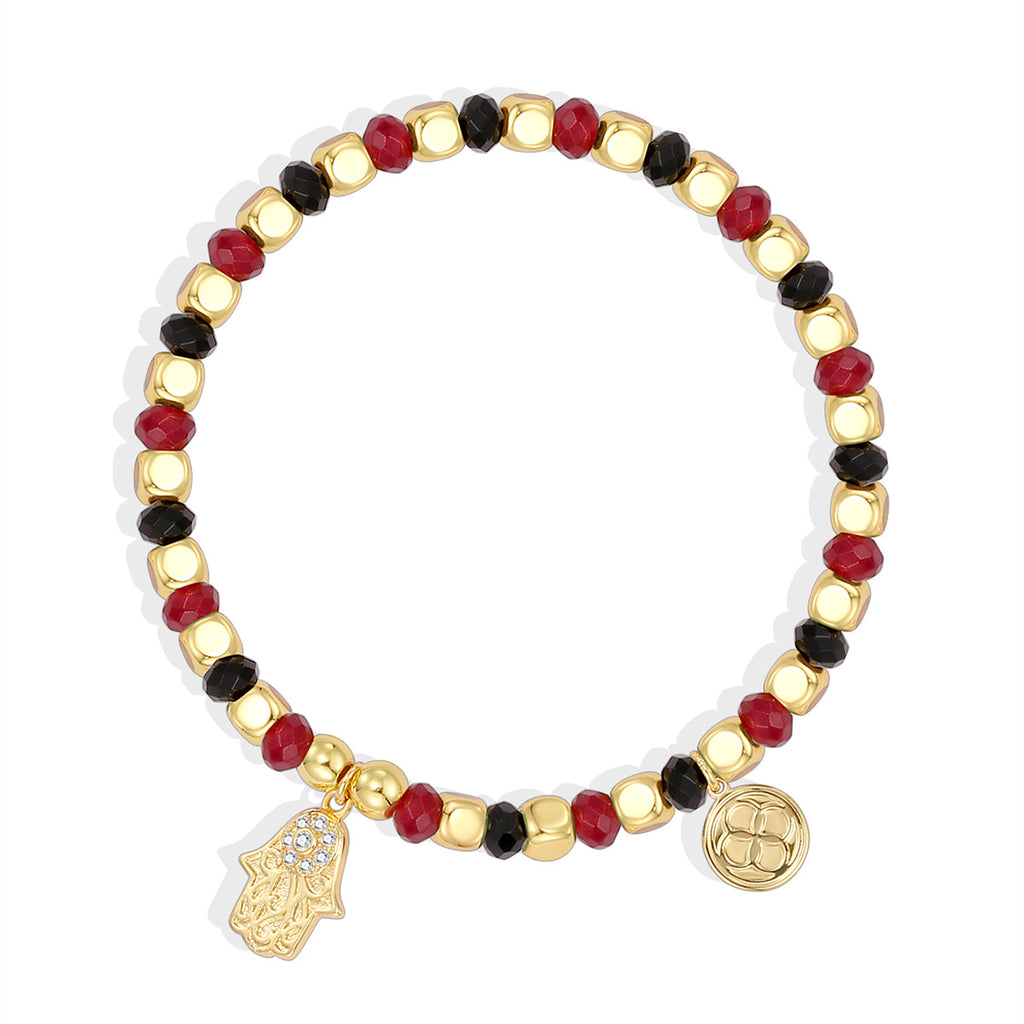 B0292 Bohemian Flower Inlaid Zircon Vintage Beaded Design Bracelet