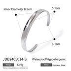 2H 18K Gold Stainless Steel Concave Smooth Open Bracelet  Minimalist Bracelet