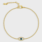 2HB0166 Unique Trendy Design Demon Eye Genderless Tassel Chain Cool Style Blue Zircon Bracelet