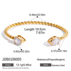 Stainless Steel Zircon Bracelet Non-Fading Open Bangle Jewelry