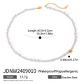 Gold-Plated Stainless Steel Necklace with Floral Pearl Detail — alternate angle — jewelry finish and design detail