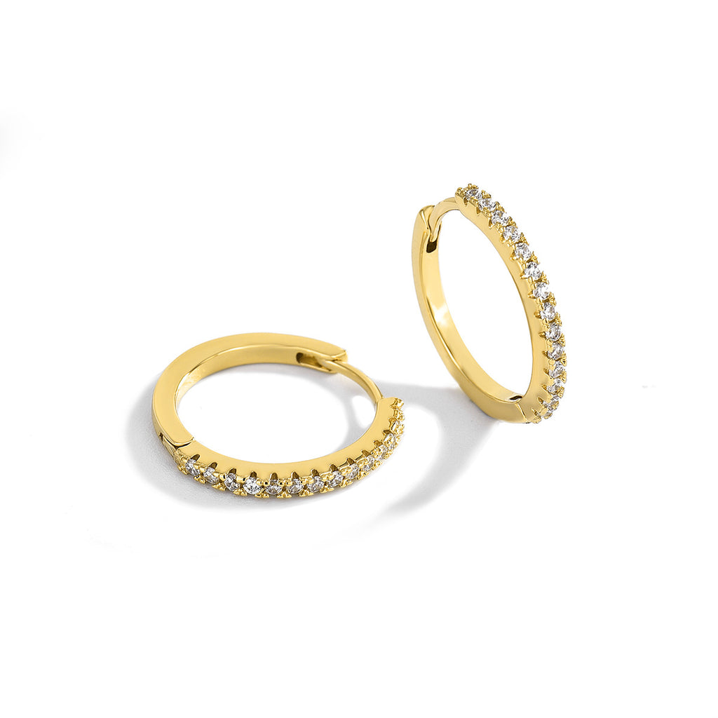 E0240 Earrings Gold-Plated Copper Micro-Paved Zircon Round Hoop Earrings Trendy Stud Earrings Jewelry