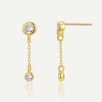 SE0015 S925Silver Japanese Korean Fashion Drop Earrings for Women Plated14K Gold Inlaid Zirconia Earrings