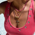 2H Cross Necklace Letter Clavicle Chain Stainless Steel Jewelry for Women