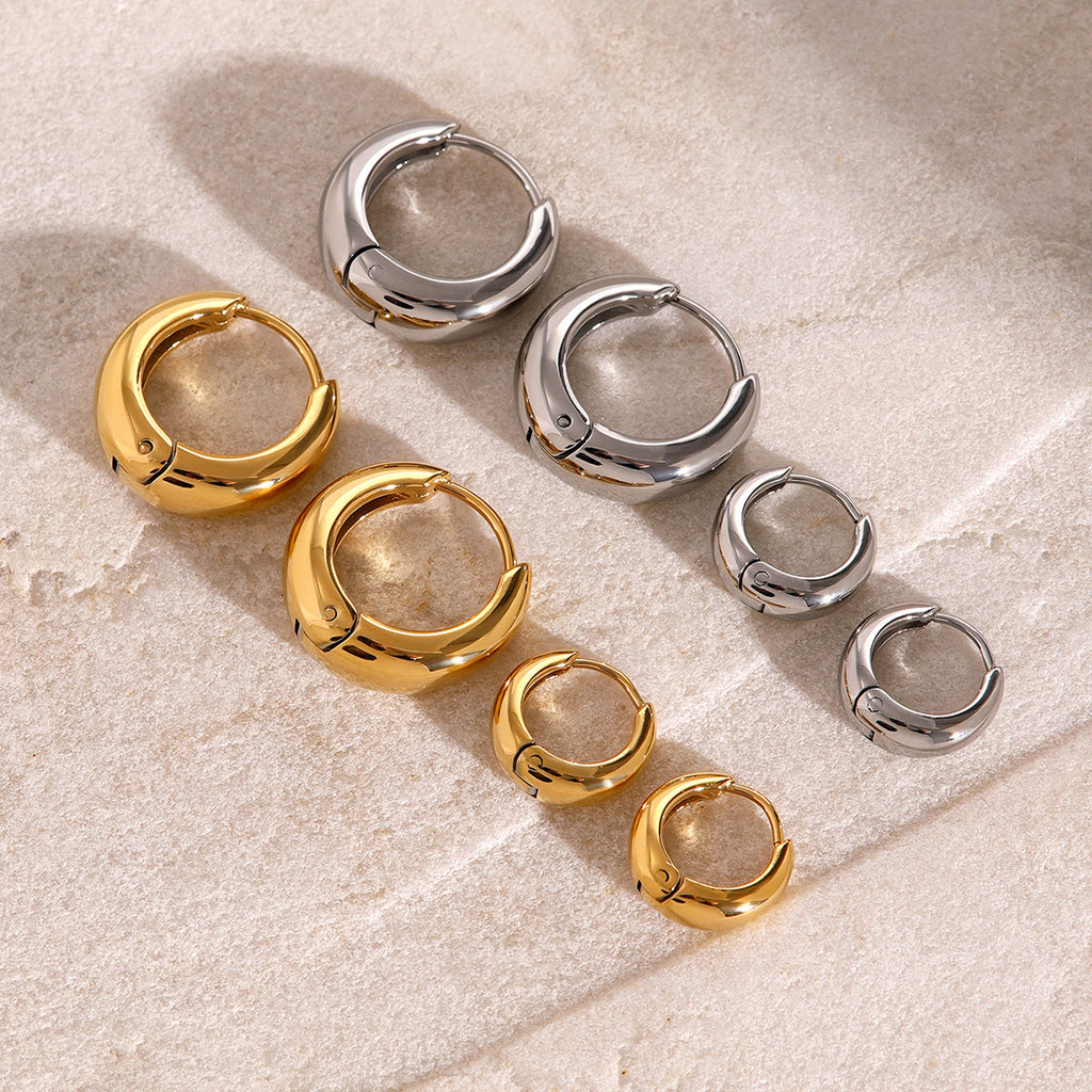 Stainless Steel Hoop Earrings Studs18k Gold Earrings Color Retention Jewelry