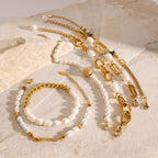 Stainless Steel Jewelry Non-Fading Pearl Bracelet Gold Plated