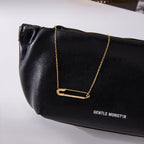 White Diamond Paperclip Necklace Collarbone Chain Non-Fading Stainless Steel Jewelry