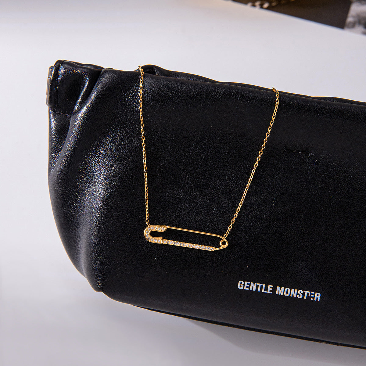 White Diamond Paperclip Necklace Collarbone Chain Non-Fading Stainless Steel Jewelry