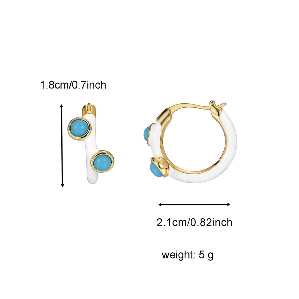 E0548 Korean Style New Green Epoxy Heart Earrings for Women Fashionable Design Earrings