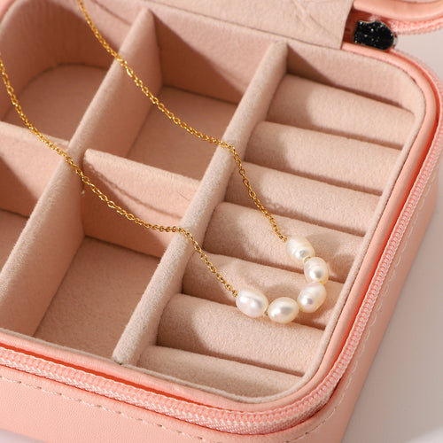 18K Gold-Tone Freshwater Pearl Stainless Steel Necklace with pearl design details