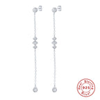S925Sterling Silver Tassel Chain Inlaid Diamond Earrings Studs Ear Lines Japanese and Korean Ear Jewelry