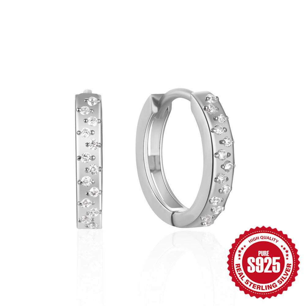 S925Sterling Silver Heart Geometric Inlaid Diamond Hoop Earrings Hot Sale Irregular Ear Clips Earrings for Women