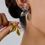 Stainless Steel Leaf Earrings Jewelry for Women Non-Fading