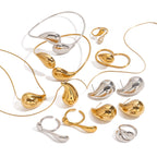 Stainless Steel Water Drop Necklace Earrings Open Bracelet Ring Jewelry