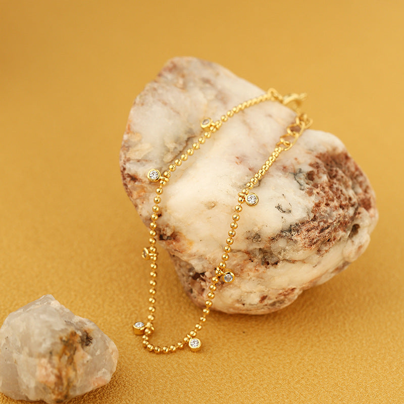 Super Stylish Jewelry Style Gold-Plated Round Bead Pendant Bracelet for Women, New Gold Bead Layering Bracelet