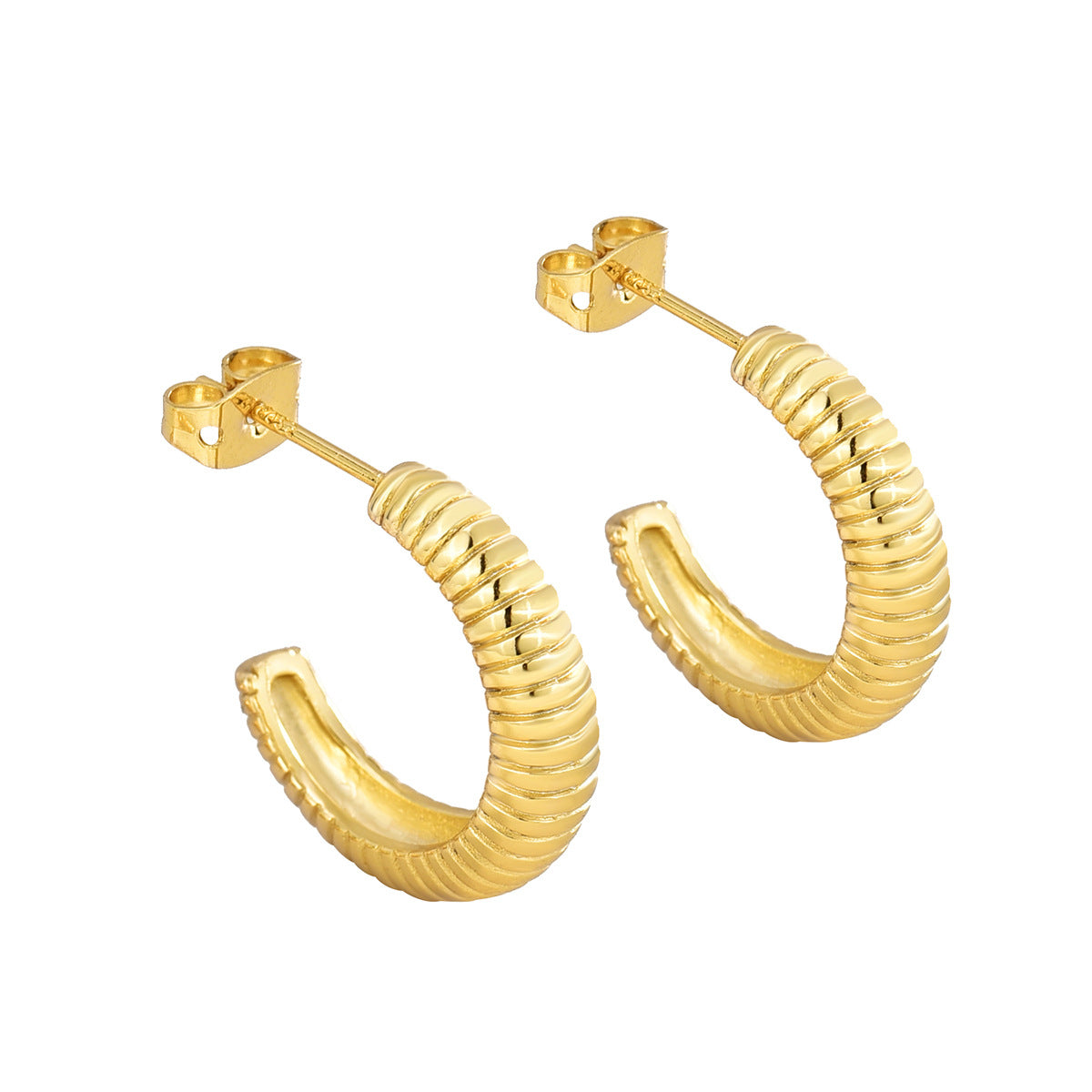 E0283Hot Selling Croissant Earrings 18K Gold Quality Jewelry Twist Twisted Thread C Shaped Earrings
