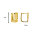 E0610 Fashionable Minimalist Design Geometric Square Earrings for Women Copper Plated with Real Gold Double Layer Smooth Stud Earrings