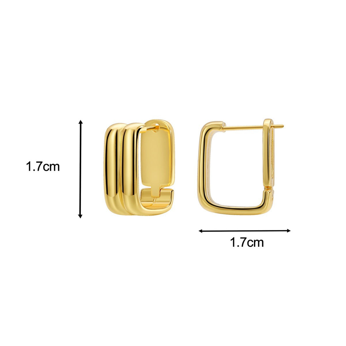 E0610 Fashionable Minimalist Design Geometric Square Earrings for Women Copper Plated with Real Gold Double Layer Smooth Stud Earrings