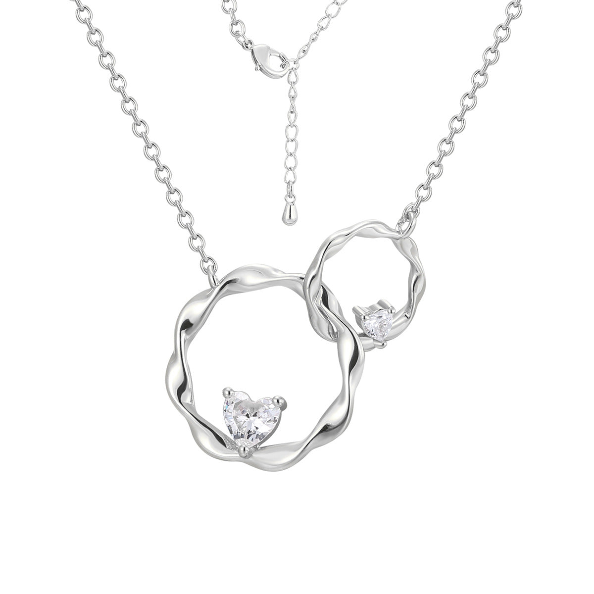 CYN0113 Mobius Double Ring Copper Necklace Pendant Simple Collarbone Chain