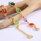 B0228 Fashion Vacation Style Gold-Plated Bracelet for Women, Multi-Color Acrylic Simple Design