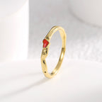 R0481 Fashion Retro Design Ring for Women Brass Gold-Plated Heart-Shaped Zircon Ring
