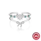 S925Pure Silver Japanese Style High-End Diamond-Studded Ring Japanese and Korean Design Sense Diamond Heart Petal Open Index Finger Ring