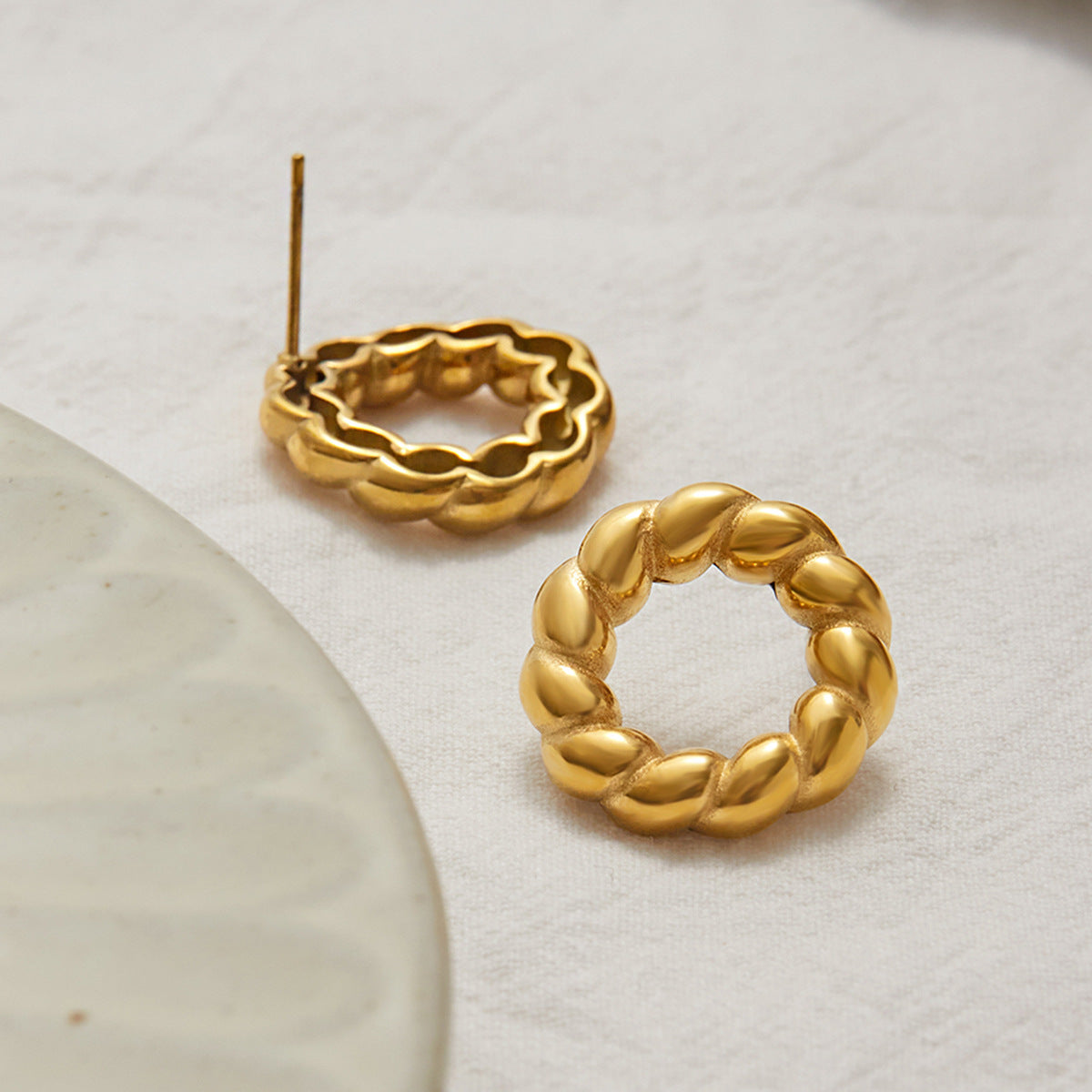 Stainless Steel Circle Stud Earrings Non-Fading Earrings Jewelry for Women