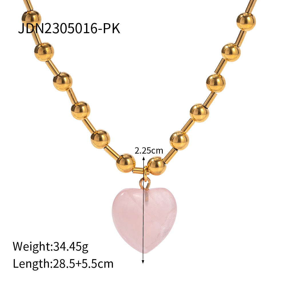 Fashionable Stainless Steel Transparent Glass Crystal18K Gold Transparent Love Ball Necklace