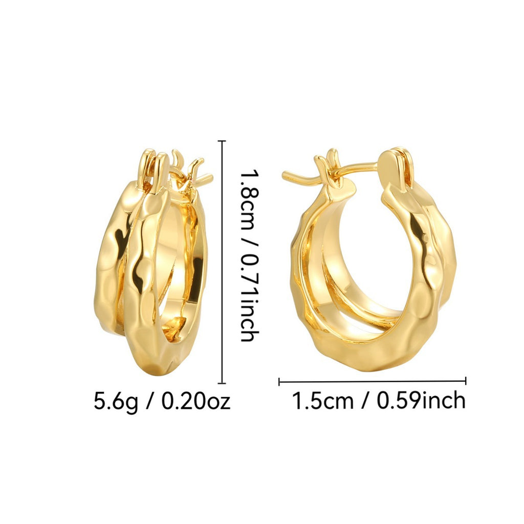 CYE0207 Flowing Copper Hoop Earrings for Women Silver Plain Hoop Earrings Stud Design Ear Jewelry