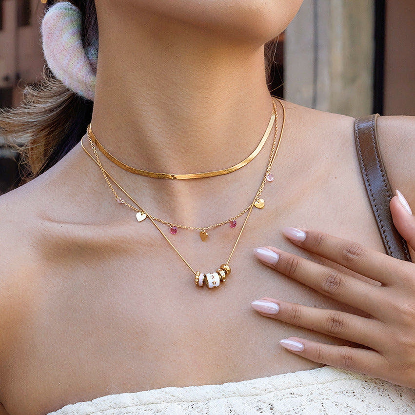 Small Waist Necklace Fortune Bead Collarbone Chain Stainless Steel Jewelry for Women