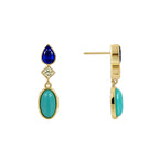 E0359 Korean Fashion Water Drop Blue Zircon Earrings for Women Simple Green Turquoise Earrings