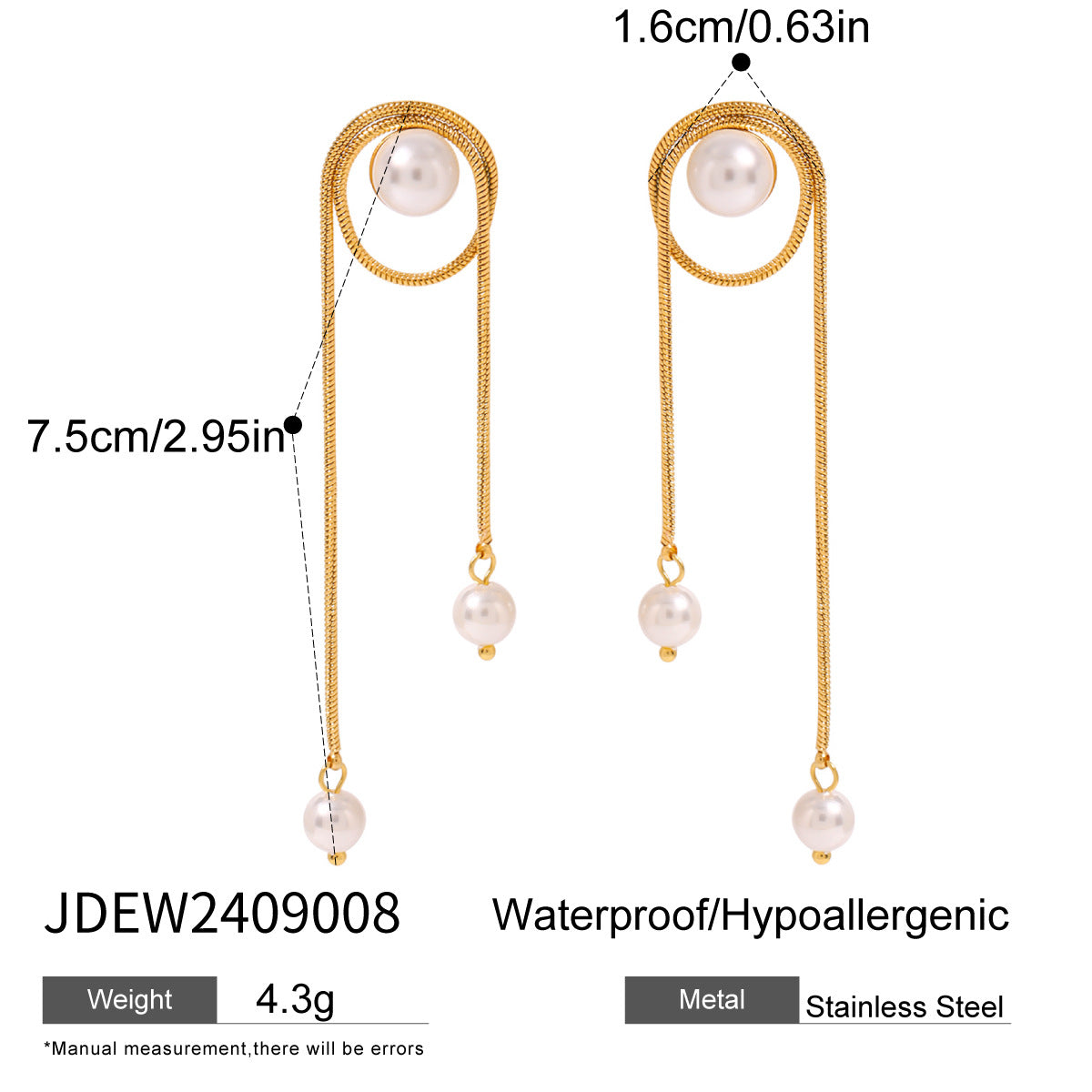 Stainless Steel Tassel Earrings Exaggerated Stud Earrings Earrings