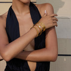 Stainless Steel Wide Hollow Zircon Open Bracelet Non-Fading Jewelry for Women