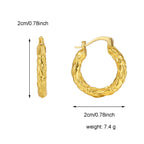 E0488 New Simple Retro Design Hoop Earrings for Women Minimalist Style Irregular Concave Pattern Ear Clips