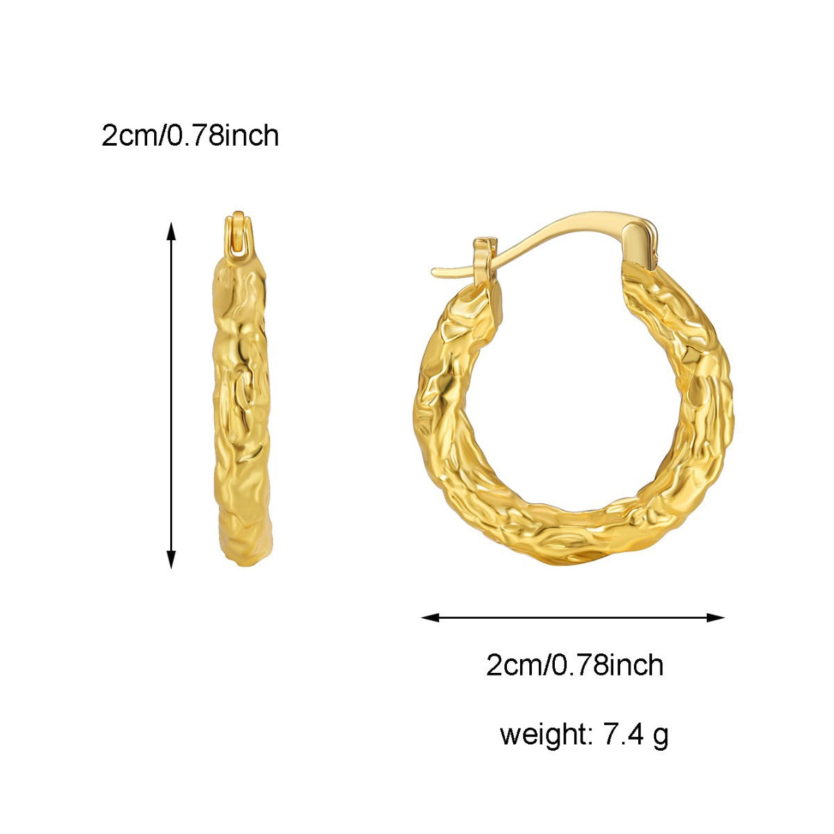 E0488 New Simple Retro Design Hoop Earrings for Women Minimalist Style Irregular Concave Pattern Ear Clips