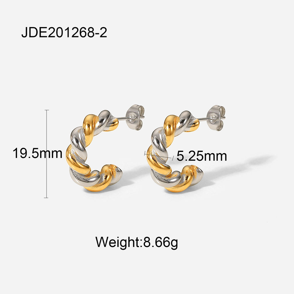 2H Fashion Gold Plated Two Tone Intersection Geometric Earrings