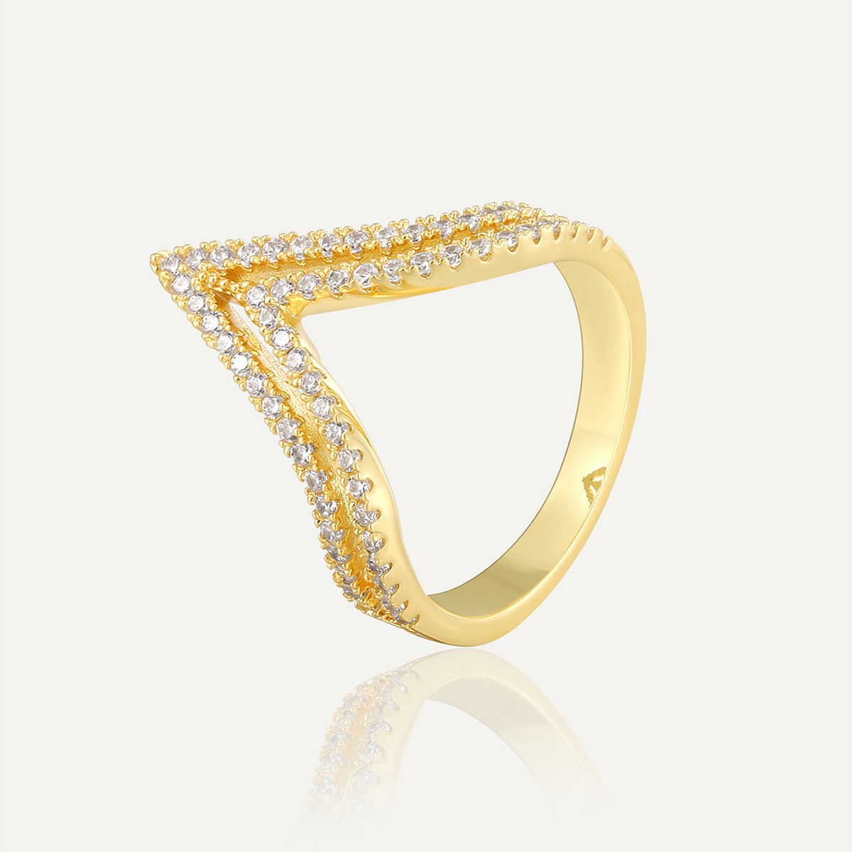 R0662 Vintage Personality Ring for Women V Zirconia-studded Tail Ring