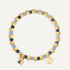 B0327 Ocean Vacation Dolphin Heart Zircon Beaded Bohemian Chalcedony Bracelet