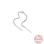 S925Sterling Silver Four-Prong Inlaid Diamond Chain Tassel Earrings Stud Fashion Earrings