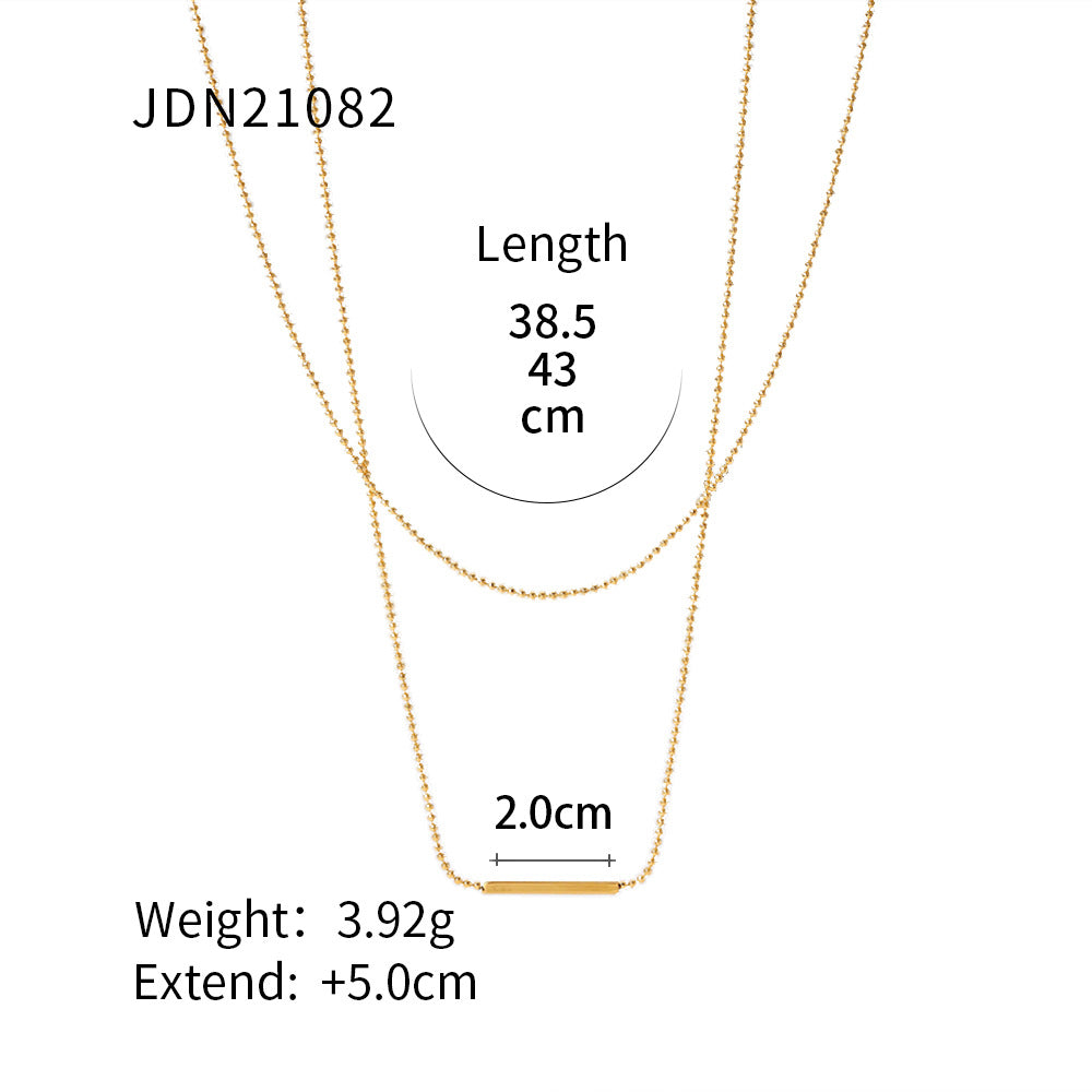 Double Layer Stacked Necklace Collarbone Chain Stainless Steel Jewelry Non-Fading