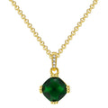Gold-Plated Brass Geometric Green CZ Pendant Necklace with a geometric design profile