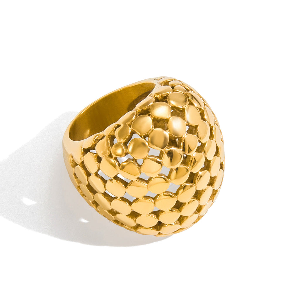 Stainless Steel Spherical Exaggerated Ring Non-Fading Jewelry for Women Ring