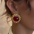 2H Stainless Steel Agate Stud Earrings Vintage Earrings Ear Jewelry earrings