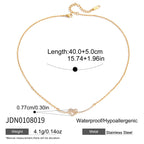 Rhinestone Heart Necklace Collarbone Chain Stainless Steel Jewelry for Women