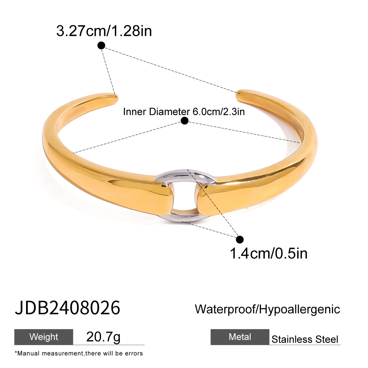 Stainless Steel Color Block Ring Earrings Open Bracelet Beaded Bracelet Jewelry